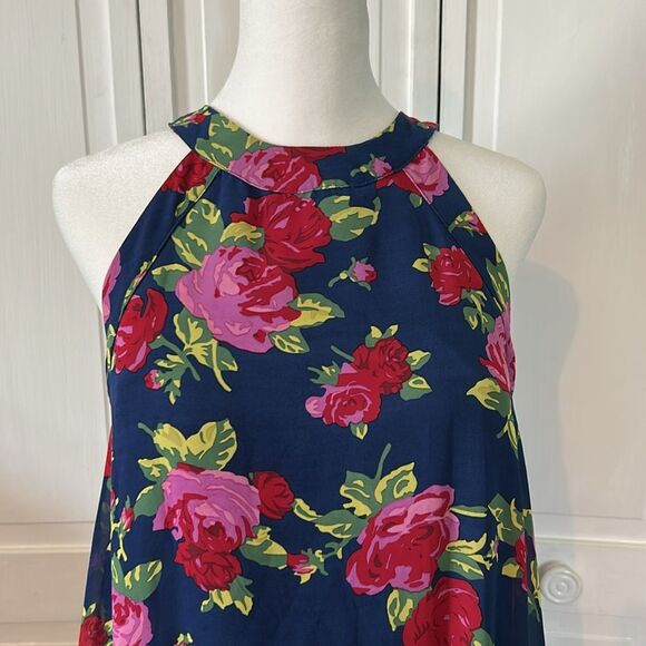 Y2K BETSEY JOHNSON Women's FLORAL HALTER TRAPEZE DRESS Size 4 - Picture 4 of 9